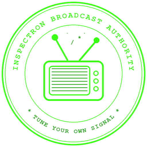 Circular seal of the INSPECTRON Broadcast Authority: a CRT television with antenna
